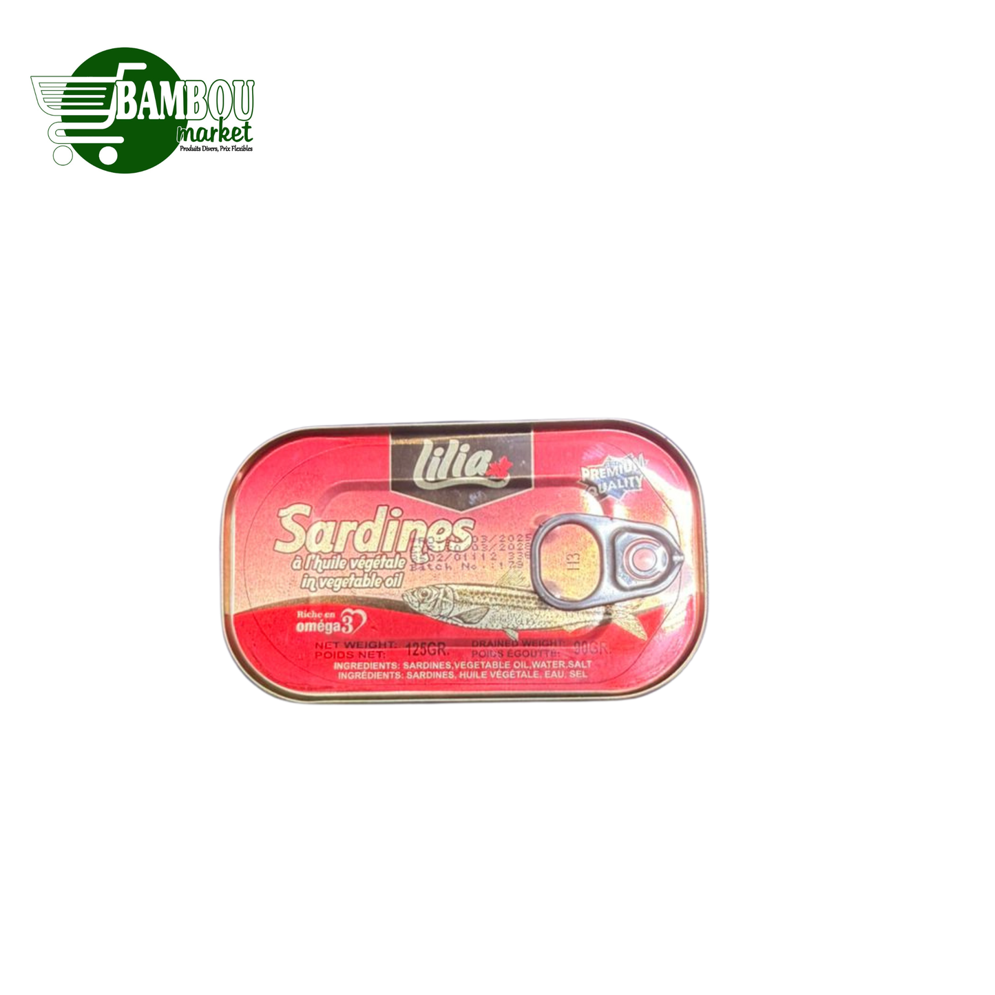 LILIA SARDINE A L'HUILE VEGETALE 125G