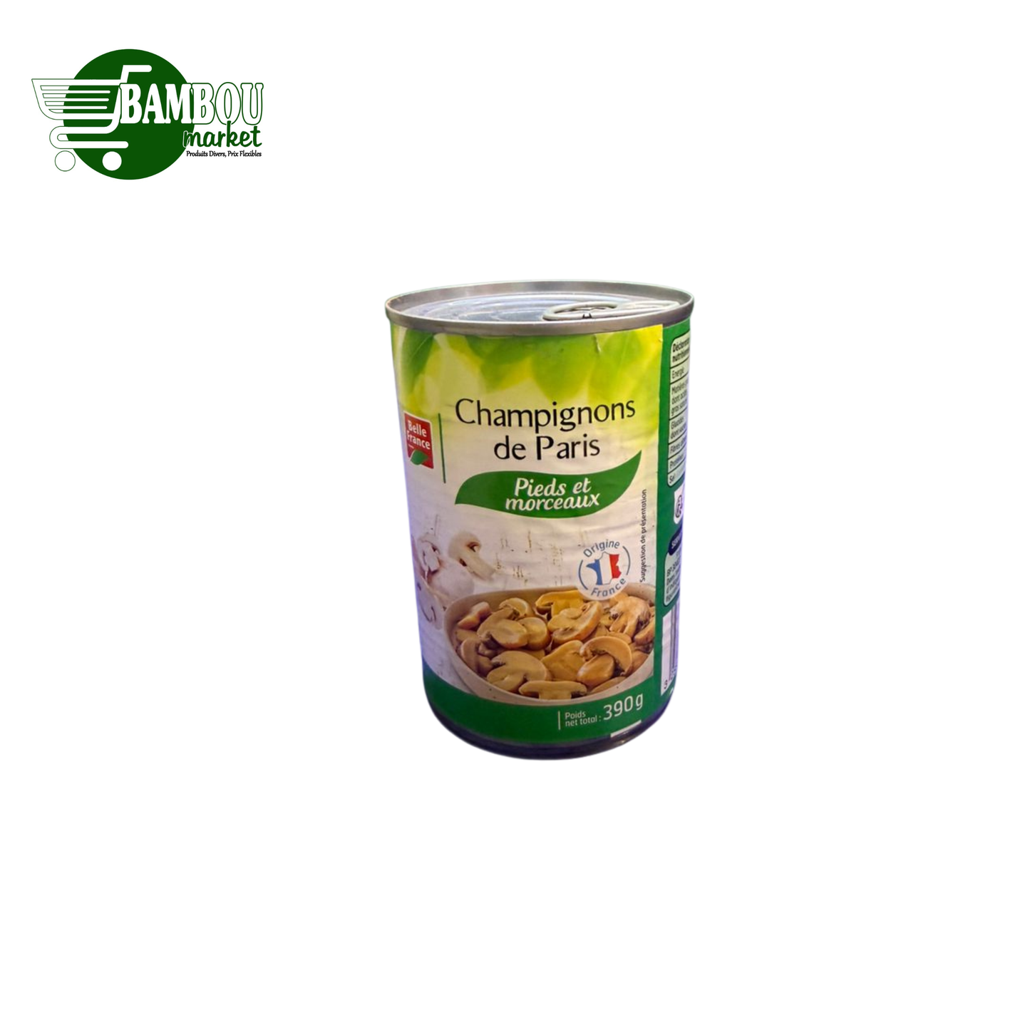 CHAMPIGNONS DE PARIS PIEDS ET MORCEAUX BELLE FRANCE 390G
